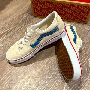 Vans | Cream Suede & Blue Canvas Side Marketing | W 6/M 4.5 | Low tops